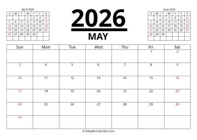 Download April 2026 Printable Calendar With Previous And Next Month ...