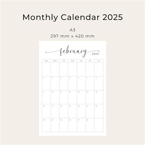 2025 Calendar A3 2025 Planner A3 Monthly Calendar Vertical 2025 ...