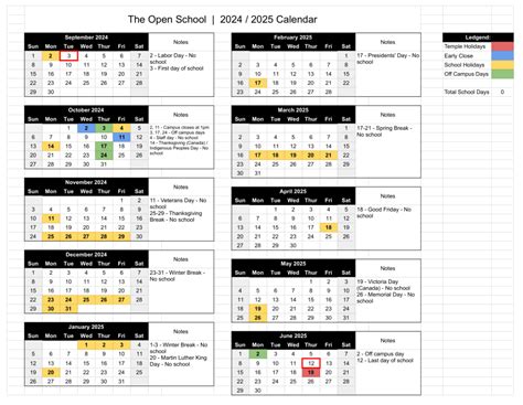 2024-2025 Calendar | The Open School