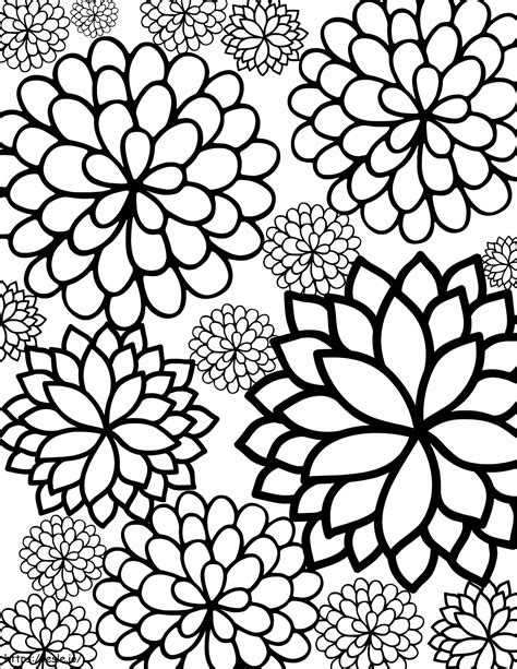 Dahlia Flowers Free Printable coloring page