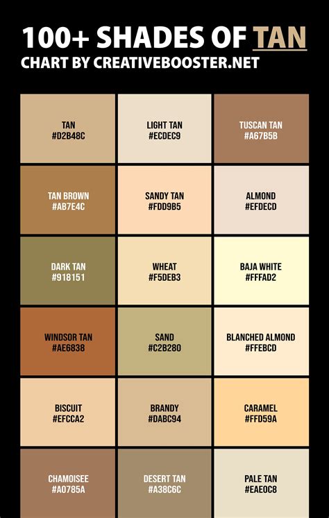 100+ Shades of Tan Color (Names, HEX, RGB & CMYK Codes) – CreativeBooster