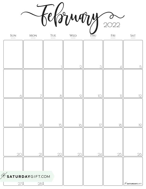 Free February Printable Calendar - Printable Word Searches