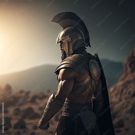 Illustration of spartan warrior in armor, antique Greek military ...