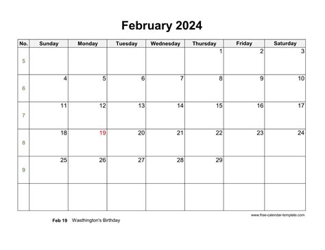 Blank 2024 February Calendar Printable Version - Ebony Gweneth