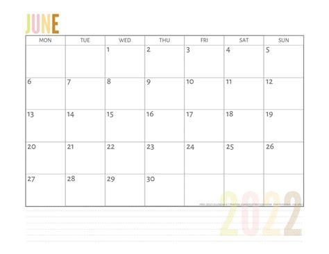 List of Free Printable 2022 Calendar PDF - Printables and Inspirations