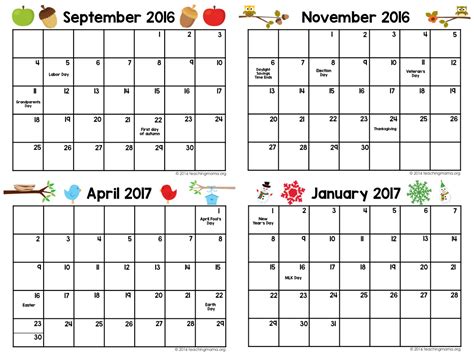 Free Preschool Calendar Templates 2017 | Master Template