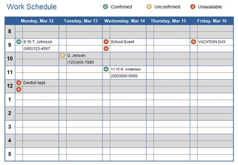 Printable Monthly Work Schedule Template - prntbl ...