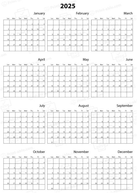 14 Free 2025 Calendar Printable | PRINT-ABLE