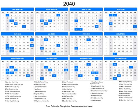 2040 Calendar