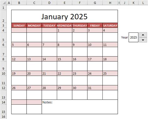 2025 Calendar Excel Formula Sheet Template - Kayle Melanie