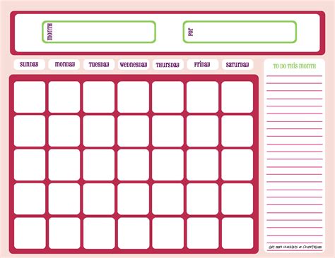 Calendar Templates Printable