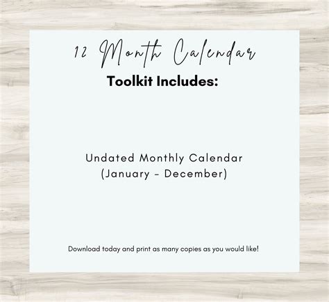 Monthly Blank Calendar Simple Calendar Calendar Planner - Etsy
