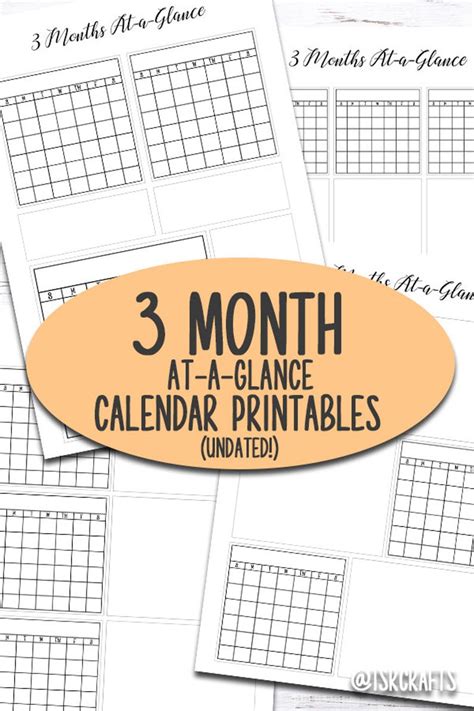 Calendar Printables Three 3 Month At-a-glance Printable | Etsy ...