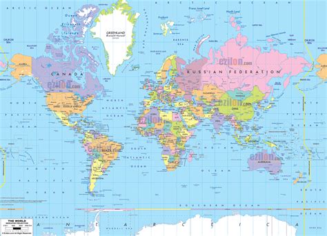 Map of the World With Continents and Countries - Ezilon Maps