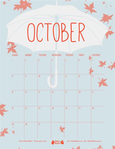 October Printable Calendar - Calendar Printables