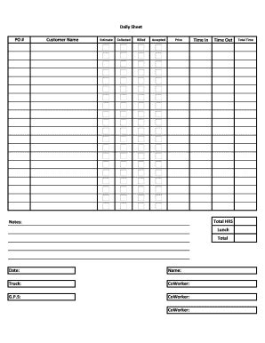 Fillable Online Daily Sheet Fax Email Print - pdfFiller