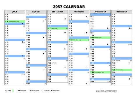 2037 calendar ≡ free-calendars.com