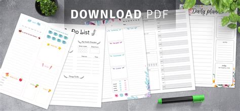 Daily calendars template - Download PDF