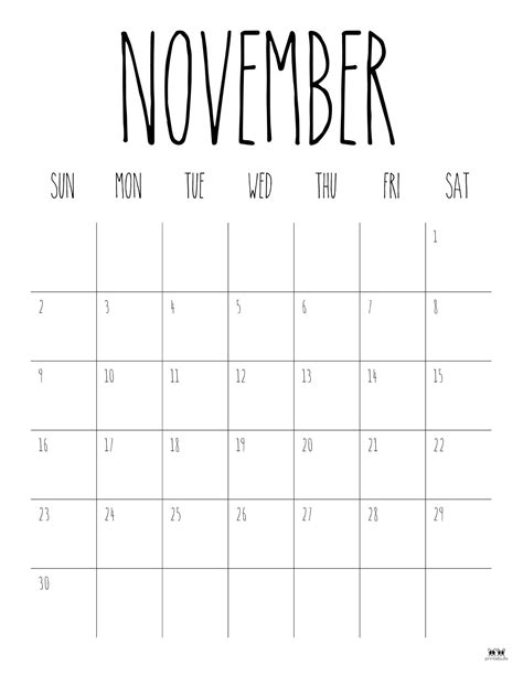 November 2025 Calendars - 107 FREE Printables | Printabulls