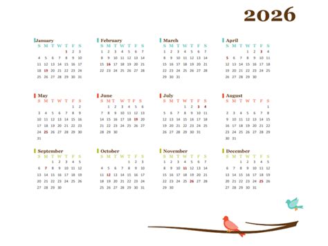 2026 Yearly Editable Word Calendar Template - Free Printable Templates