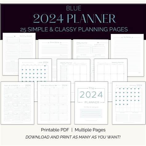 Blue 2024 Printable Planner - Etsy