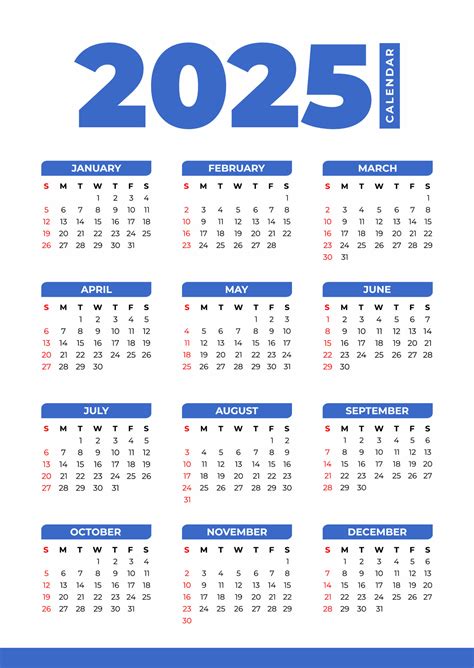 2025 Basic Calendar in White Background 33244528 Vector Art at Vecteezy
