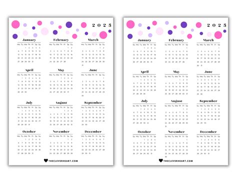 2025 Yearly Calendar Printable | Free & Cute Printable Calendars - The ...