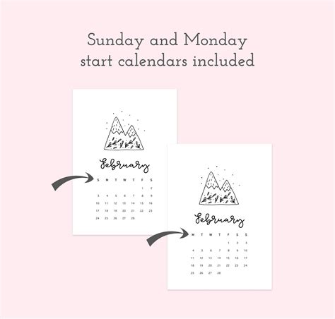 Printable calendar 2019 5x7 minimalist monthly calendar pages | Etsy ...