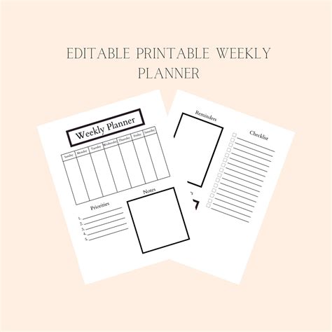 Editable Printable Weekly Planner, Weekly Planner Template, Printable ...