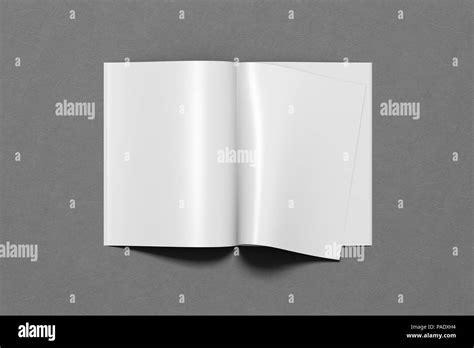 Blank magazine pages with glossy paper on gray background. 3d ...