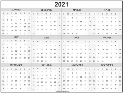 2021 Free Printable Calendars Free Printable Calendars