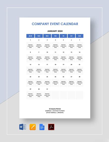 14+ FREE Event Calendar Templates - Word (DOC) | Excel | Google Docs ...