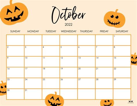 Printable October 2022 Calendar-Style 8 | October calendar, October ...