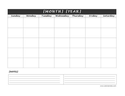 Printable Calendar With Notes - Printable Words Worksheets