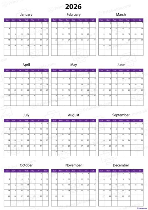 14 Free 2026 Calendar Printable | PRINT-ABLE