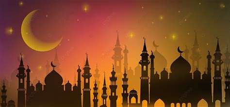 Islamitische Ramadan Moskee Moskee Moskee Achtergrond, Wassende Maan ...