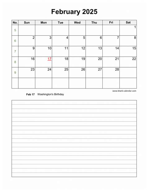 Blank Calendar Page For February 2025 Loklok - C Anna Gowlland