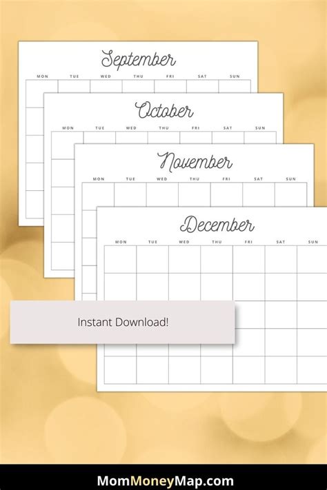 Monthly Calendar Printable PDF | Calendar printables, Monthly calendar ...