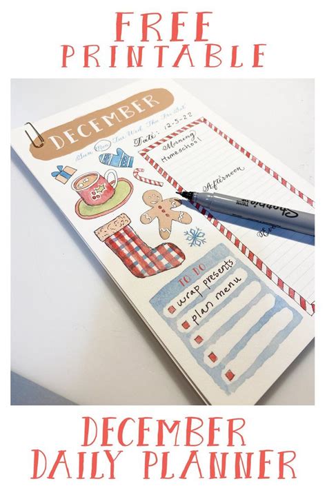 Free December daily planner printable page | Planner calendar ...