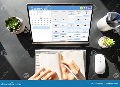 Close-up of a Business Person Looking at Calendar Stock Photo - Image ...