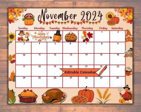 November 2024 Calendar Thanksgiving Printable | Printable Calendar 2025