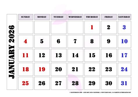 January 2026 Calendar Printable PDF with Holidays