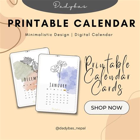 Printable Digital Aesthetic Calendar - Etsy