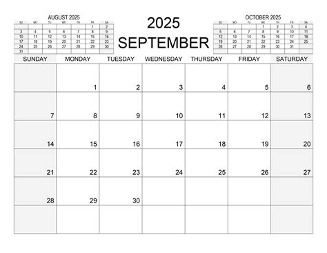 Calendar for September 2025 – free-calendar.su