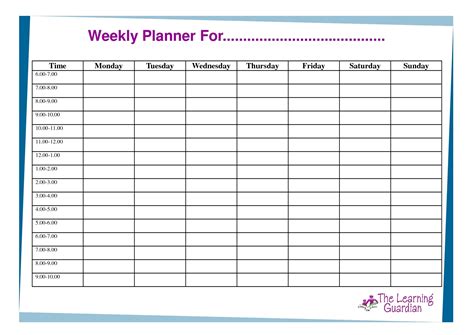 printable weekly calendar monday to sunday – Template Calendar Design