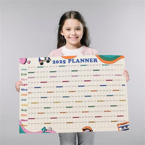 Retro Yearly Calendar 2025 Digital 2025 Year Planner Printable Annual ...