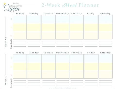 2 Week Calendar Printable
