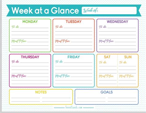 Week At A Glance Template Printable - Printable Templates