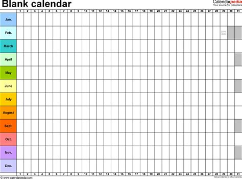 Blank Yearly Calendar Template Excel - Elaine Park