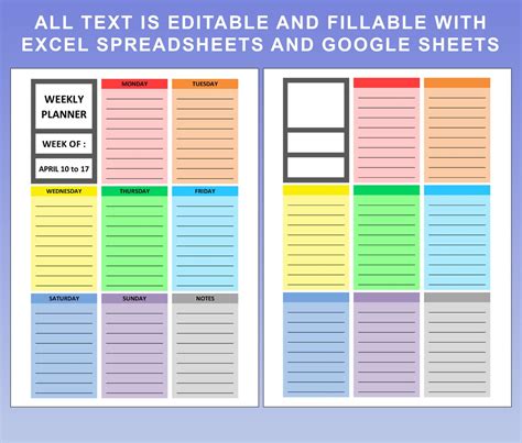 Weekly Planner Editable Fillable Printable. Weekly Planning. Weekly ...
